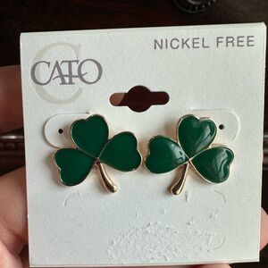 Cato Emerald Clover Earrings with Gold Trim